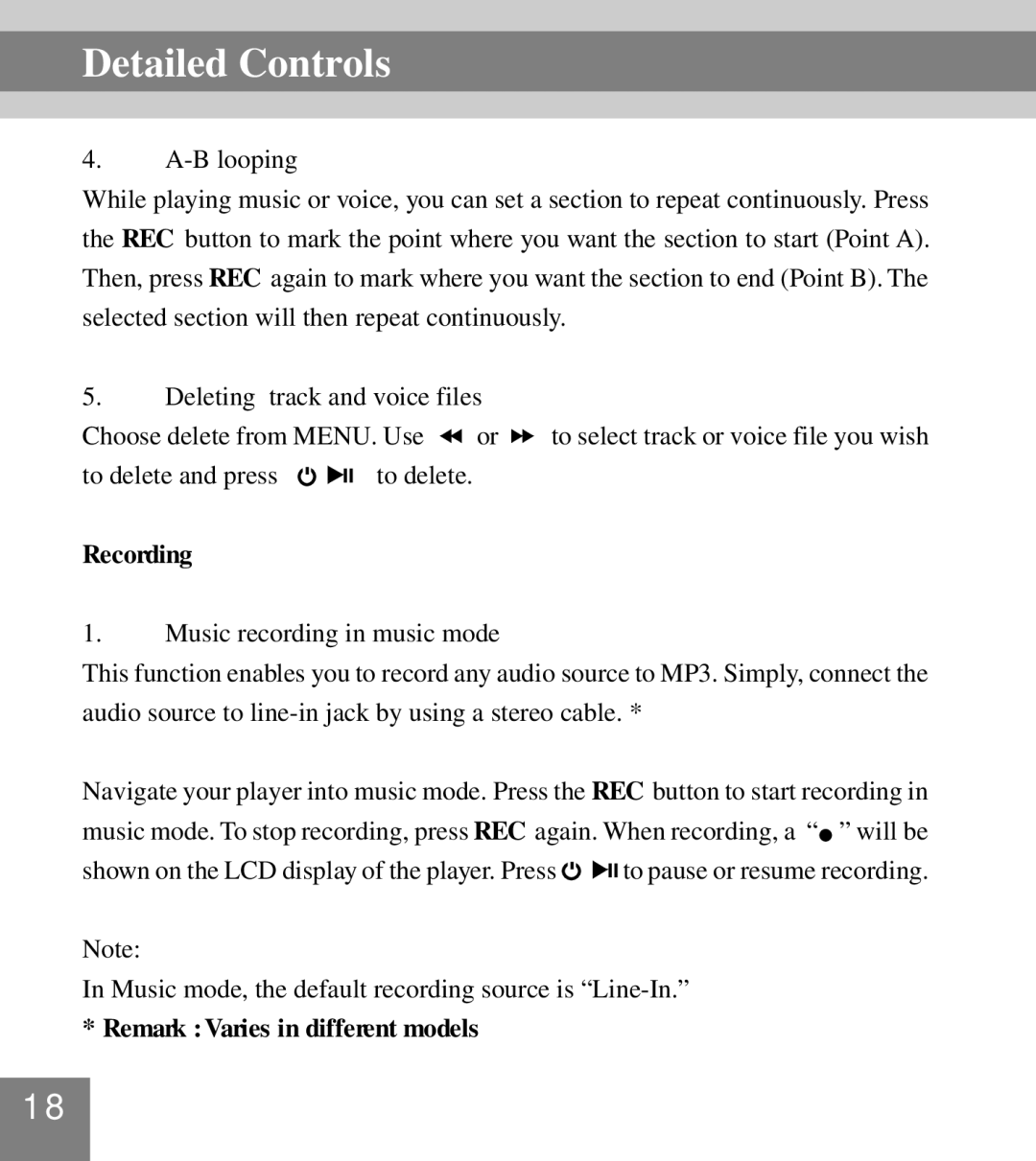 Perception Digital PD-099 manual Recording, Remark Varies in different models 