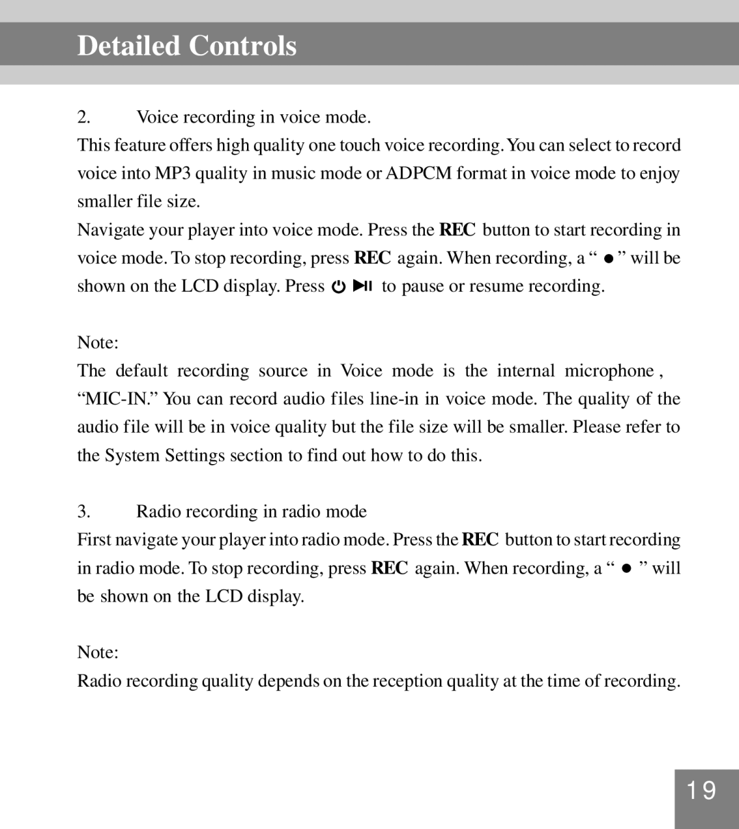 Perception Digital PD-099 manual Detailed Controls 