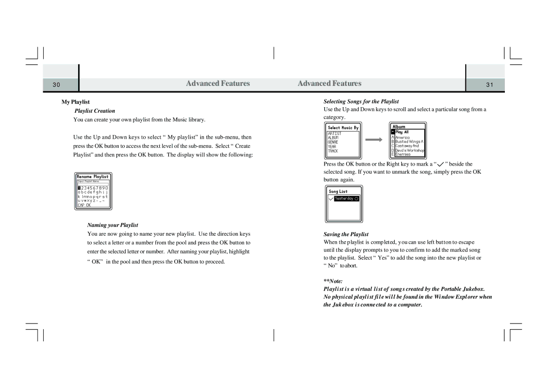 Perception Digital PD-1000 My Playlist, Playlist Creation, Naming your Playlist, Selecting Songs for the Playlist 