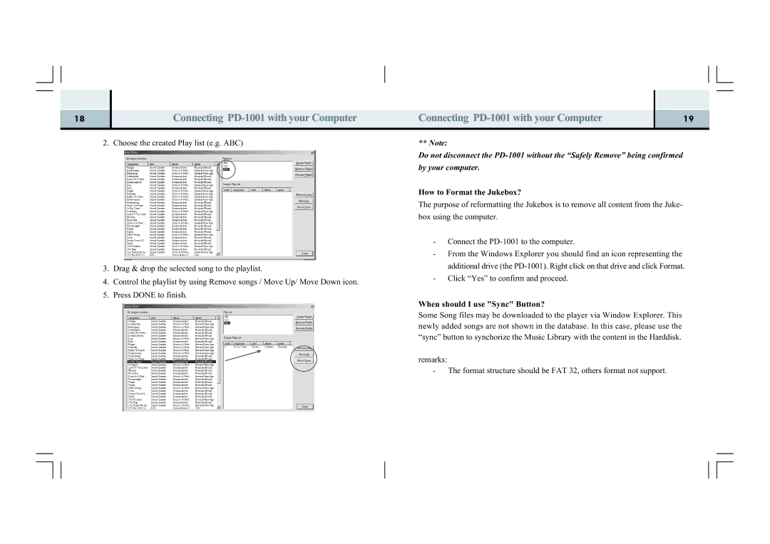 Perception Digital PD-1001 manual How to Format the Jukebox?, When should I use Sync Button? 