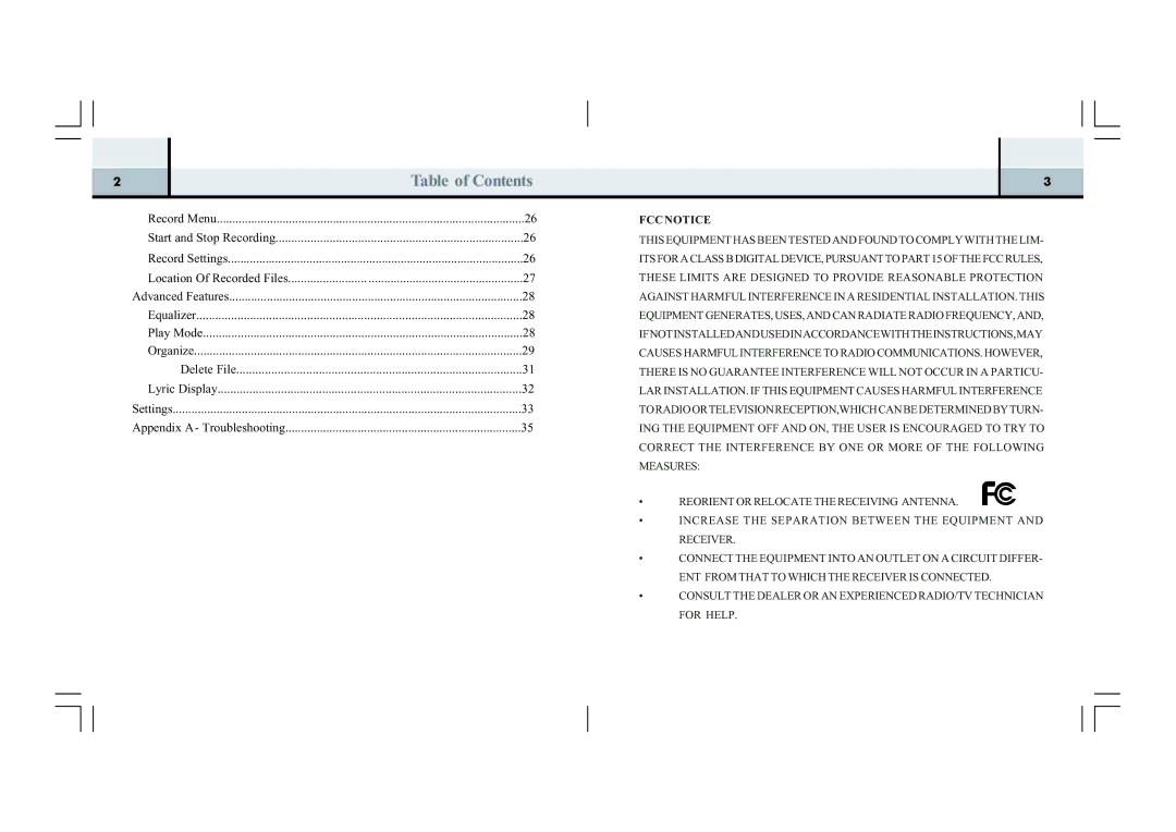 Perception Digital PD-1001 manual Table of Contents 