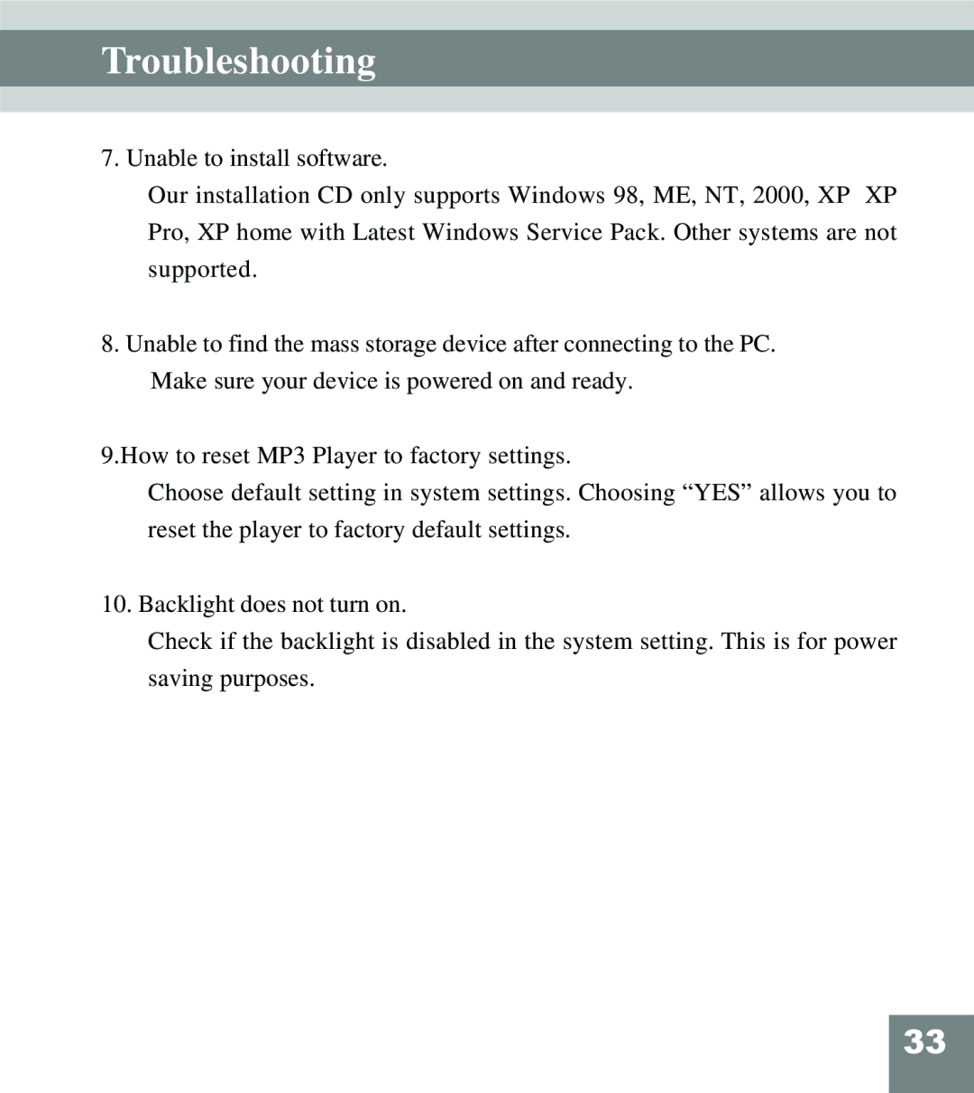 Perception Digital PD-108 manual Troubleshooting 