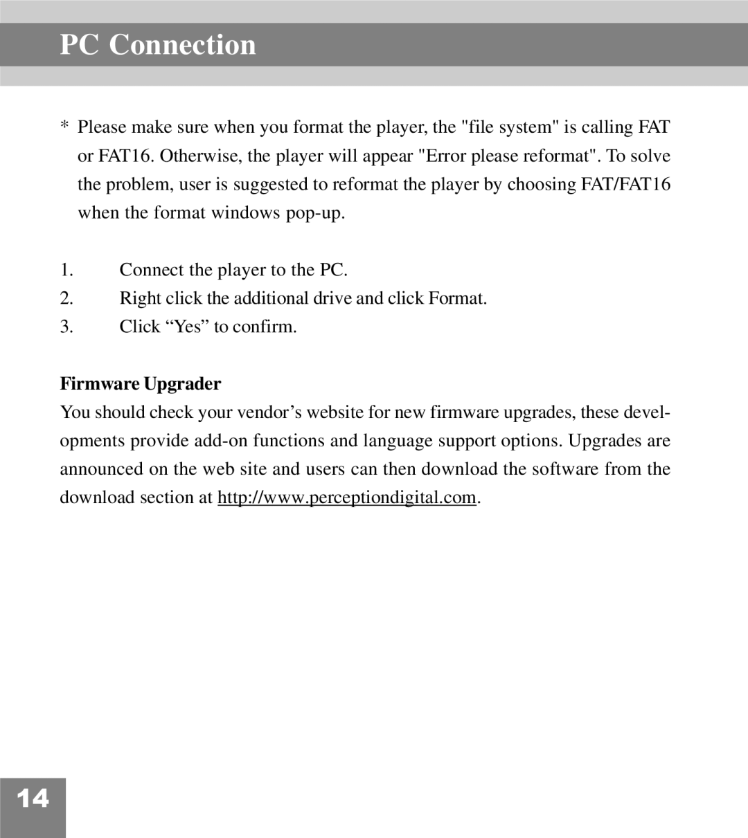 Perception Digital PD-200 manual Firmware Upgrader 