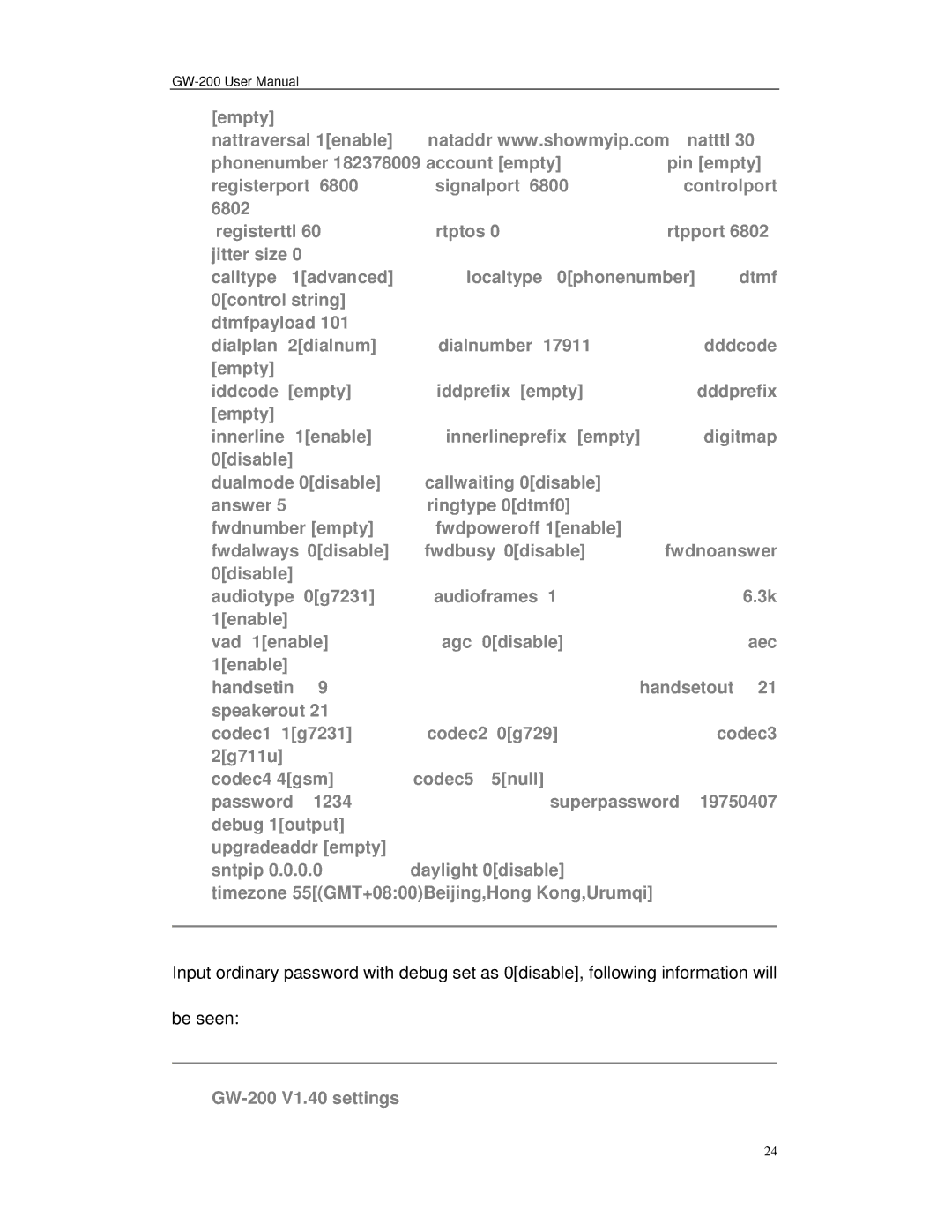 Perfectone Net Ware manual GW-200 V1.40 settings 