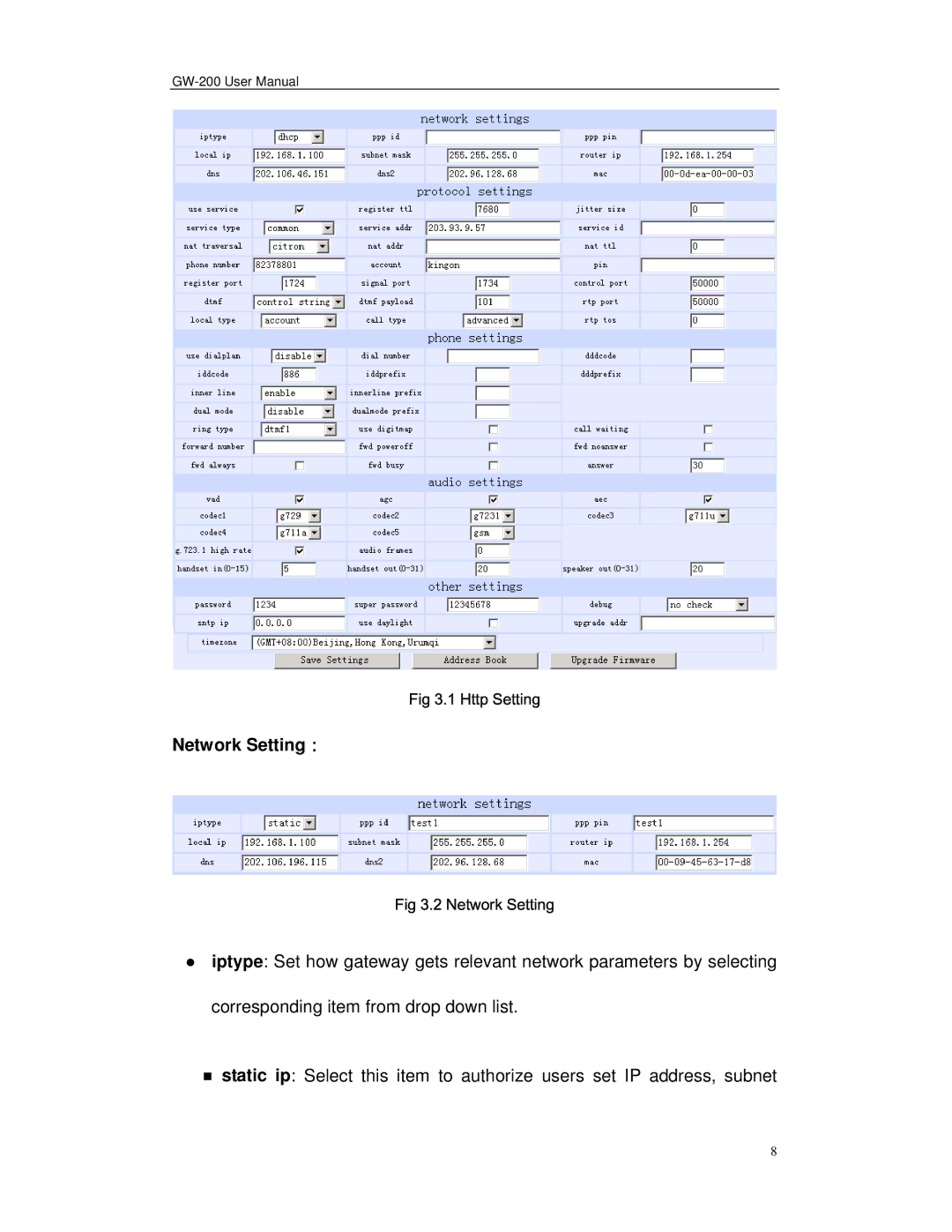 Perfectone Net Ware GW-200 manual Network Setting,    