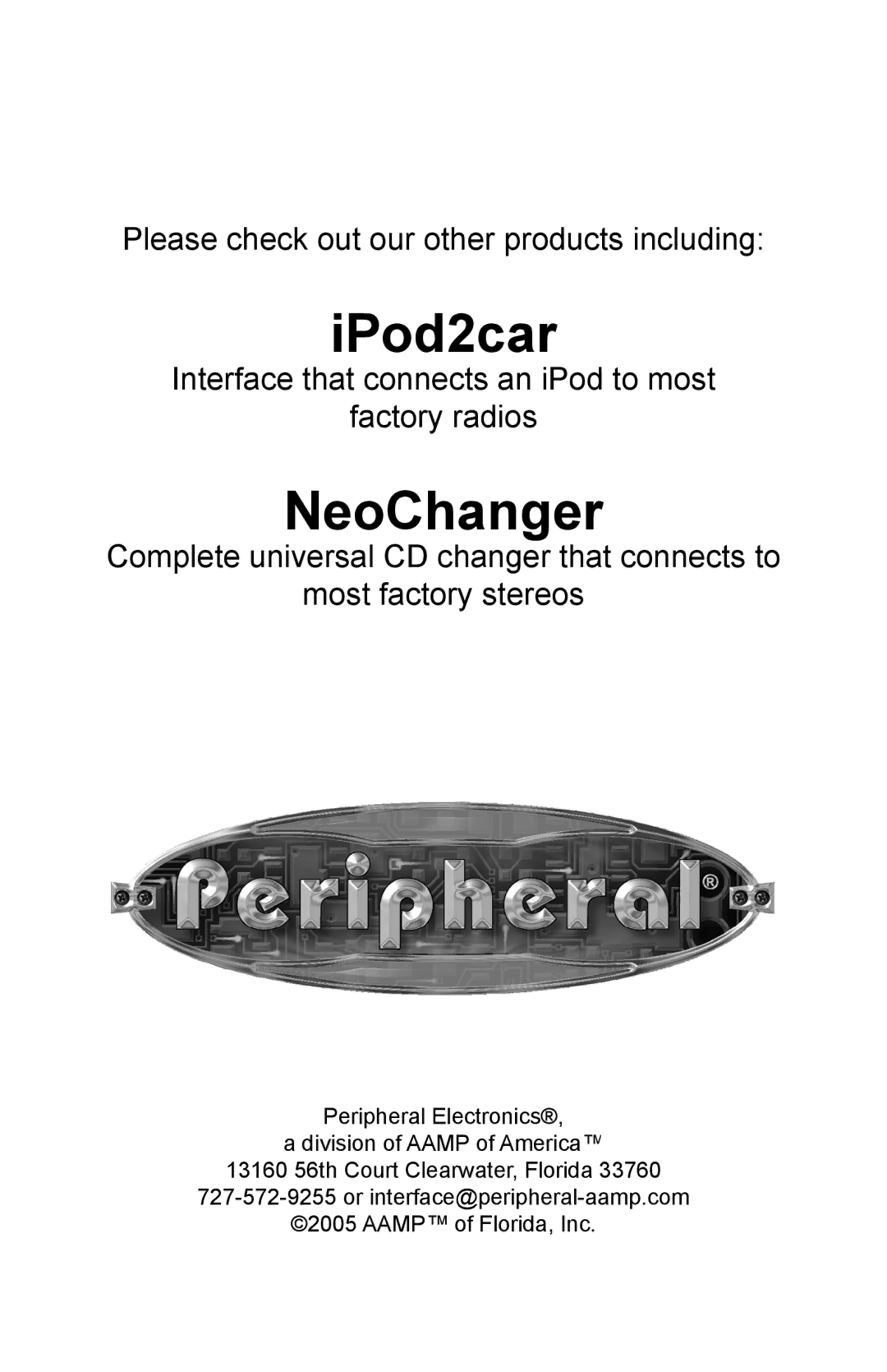 Peripheral Electronics Aux2Car instruction manual IPod2car 