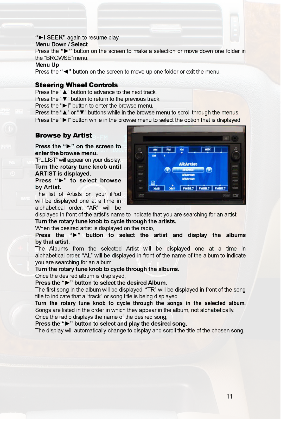 Peripheral Electronics PGHGM1 owner manual Menu Down / Select, Press the button to select the desired Album 