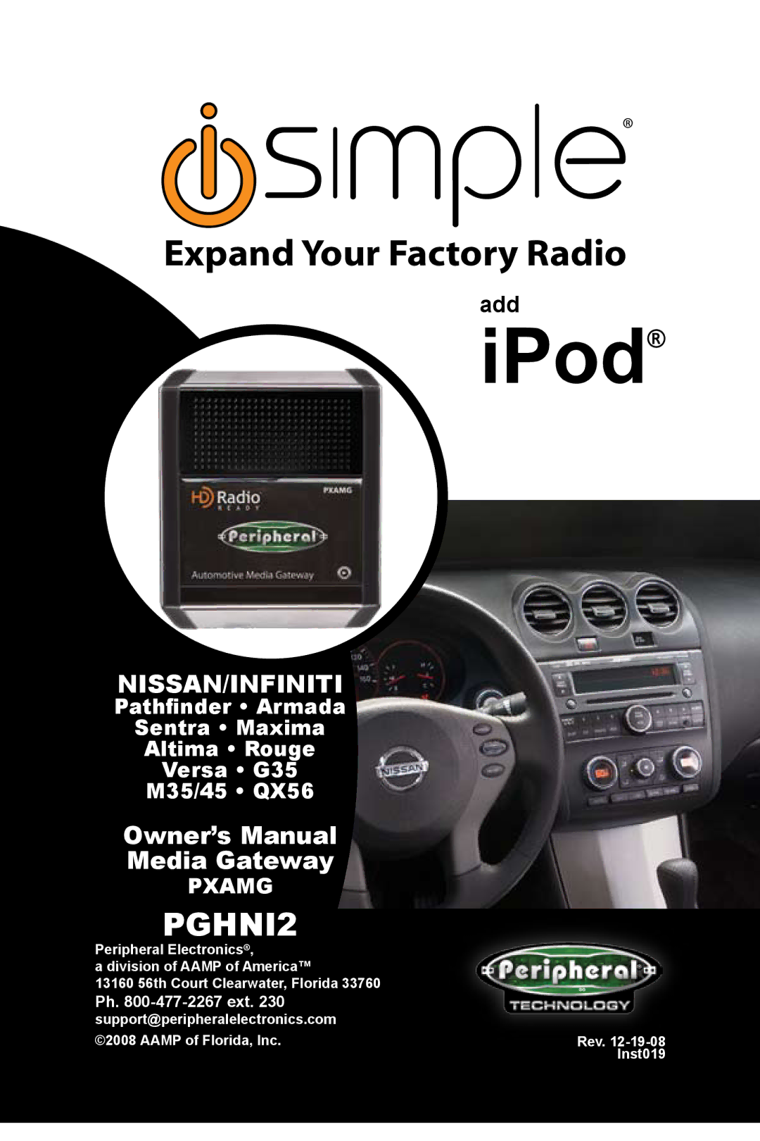 Peripheral Electronics PGHNI2 owner manual IPod 