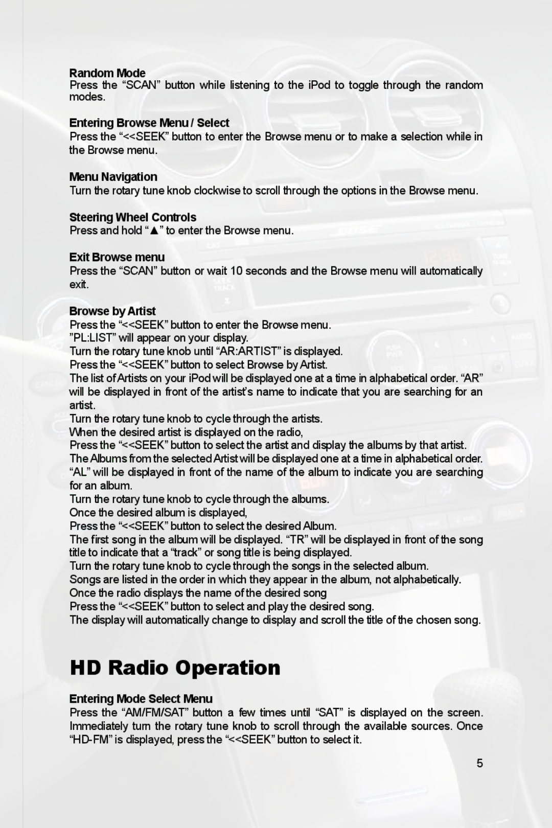 Peripheral Electronics PGHNI2 owner manual HD Radio Operation 