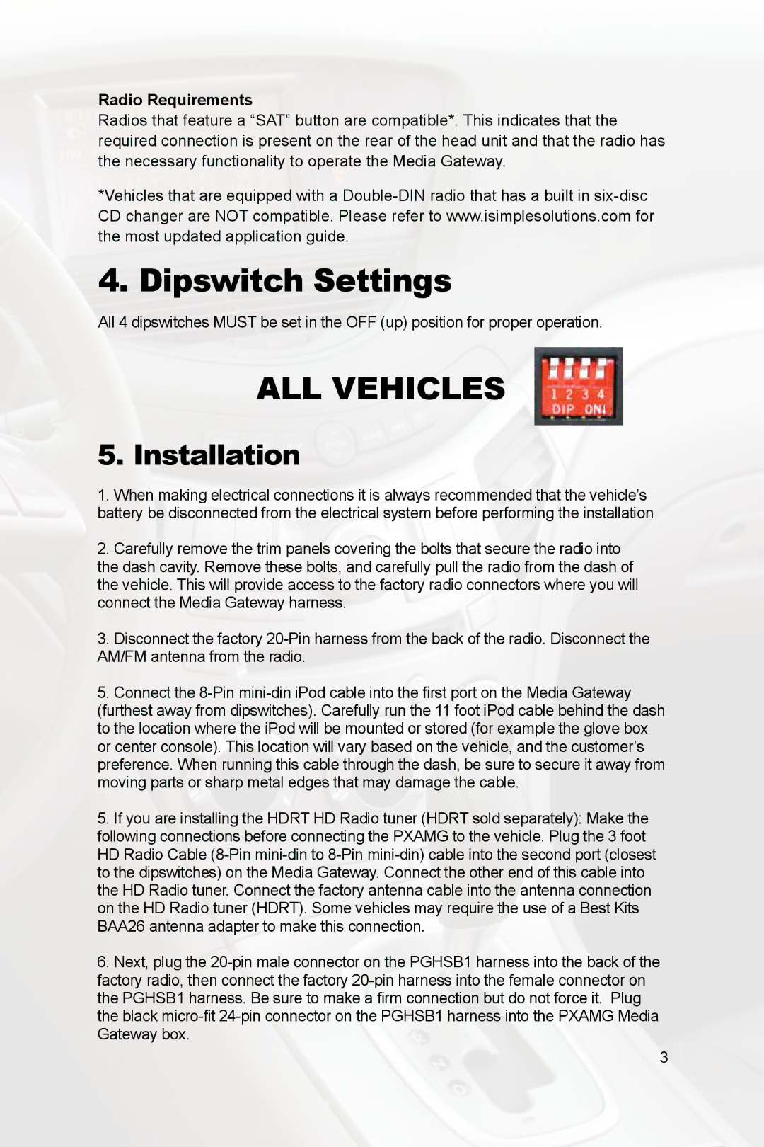 Peripheral Electronics PGHSB1 owner manual Installation, Radio Requirements 