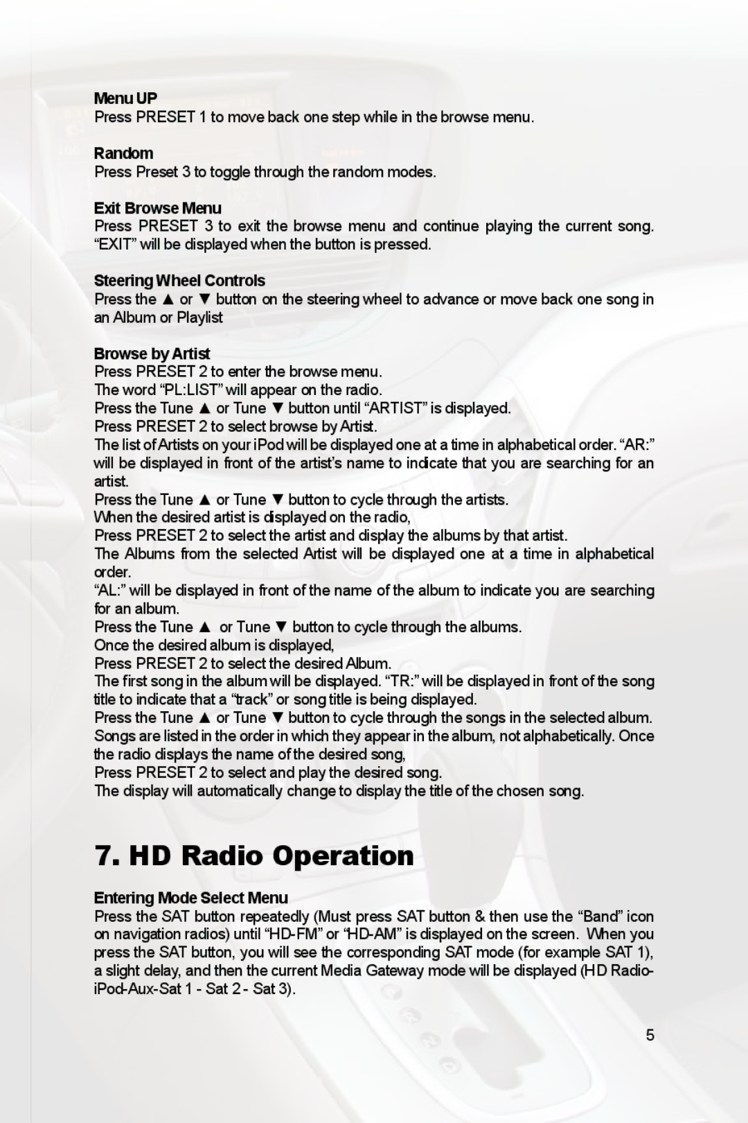 Peripheral Electronics PGHSB1 owner manual HD Radio Operation 