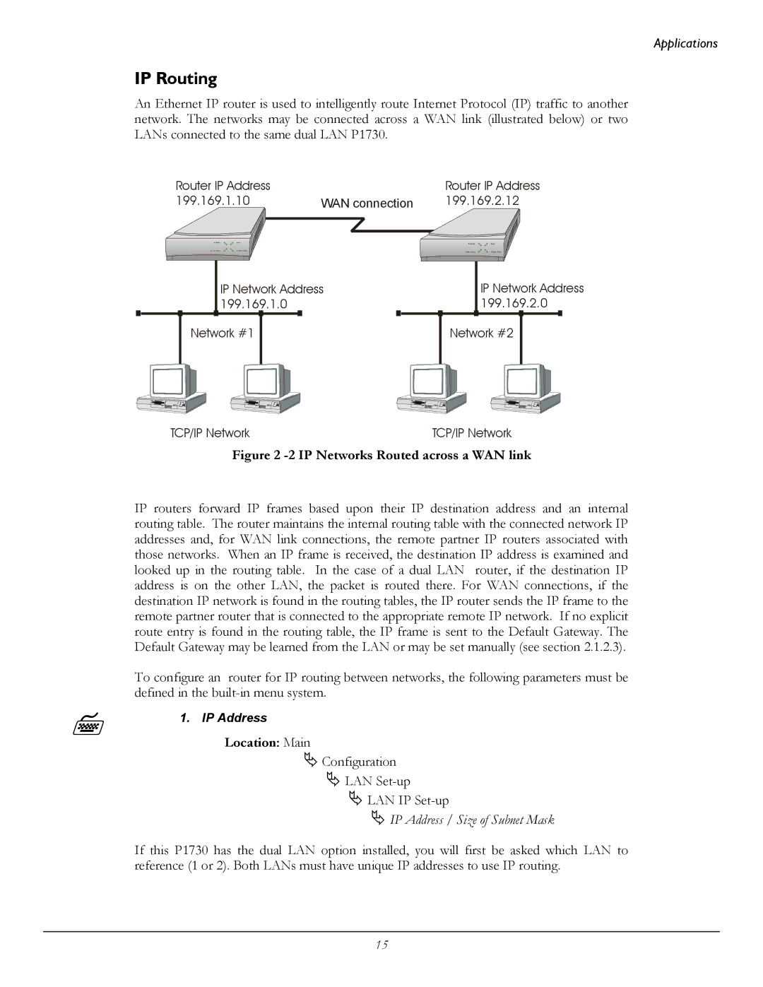 Perle Systems 1700 manual IP Routing, IP Address / Size of Subnet Mask 