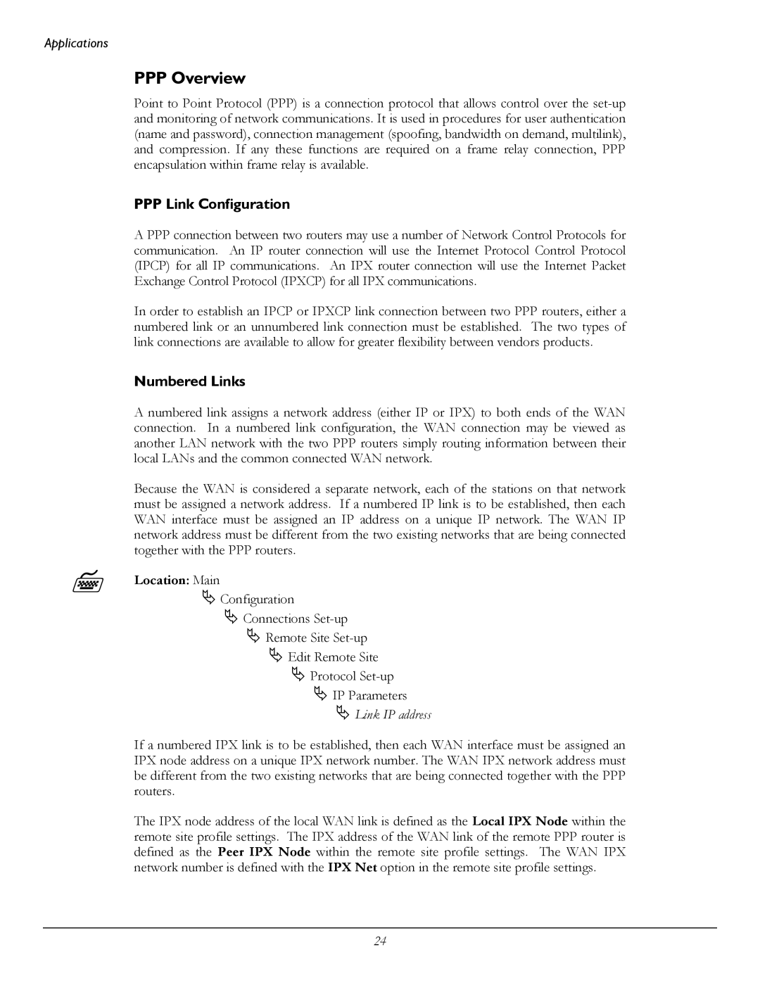 Perle Systems 1700 manual PPP Overview, PPP Link Configuration, Numbered Links, Link IP address 