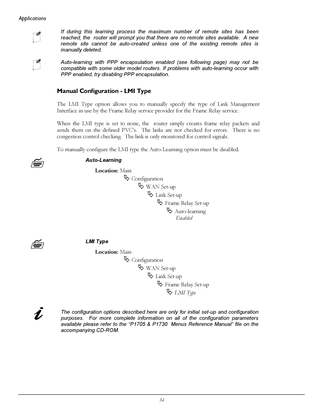 Perle Systems 1700 manual Manual Configuration LMI Type 