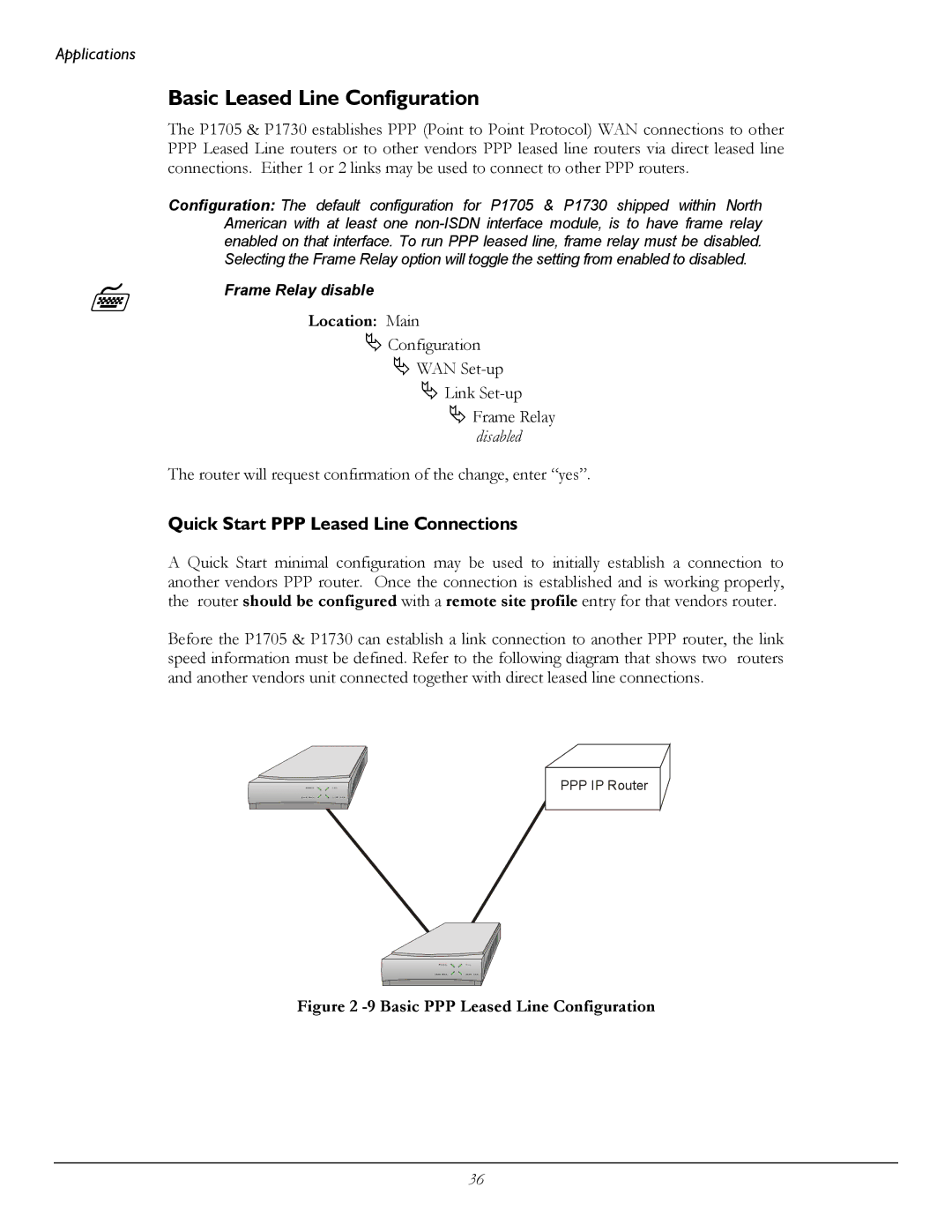 Perle Systems 1700 manual Basic Leased Line Configuration, Quick Start PPP Leased Line Connections 