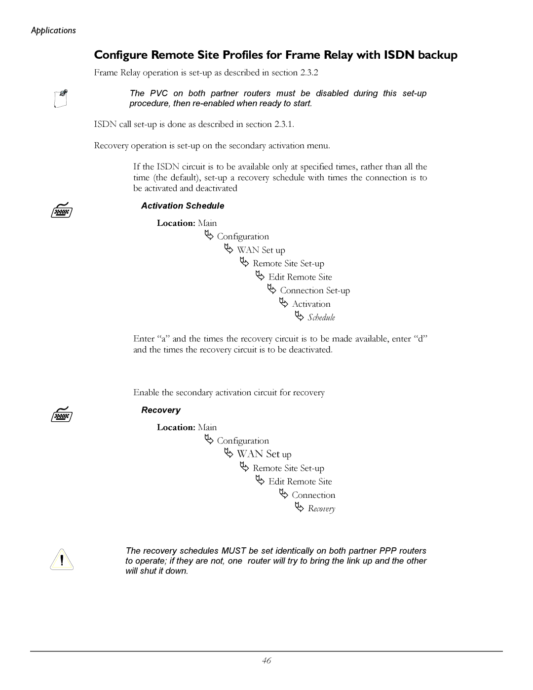 Perle Systems 1700 manual Schedule, Recovery 