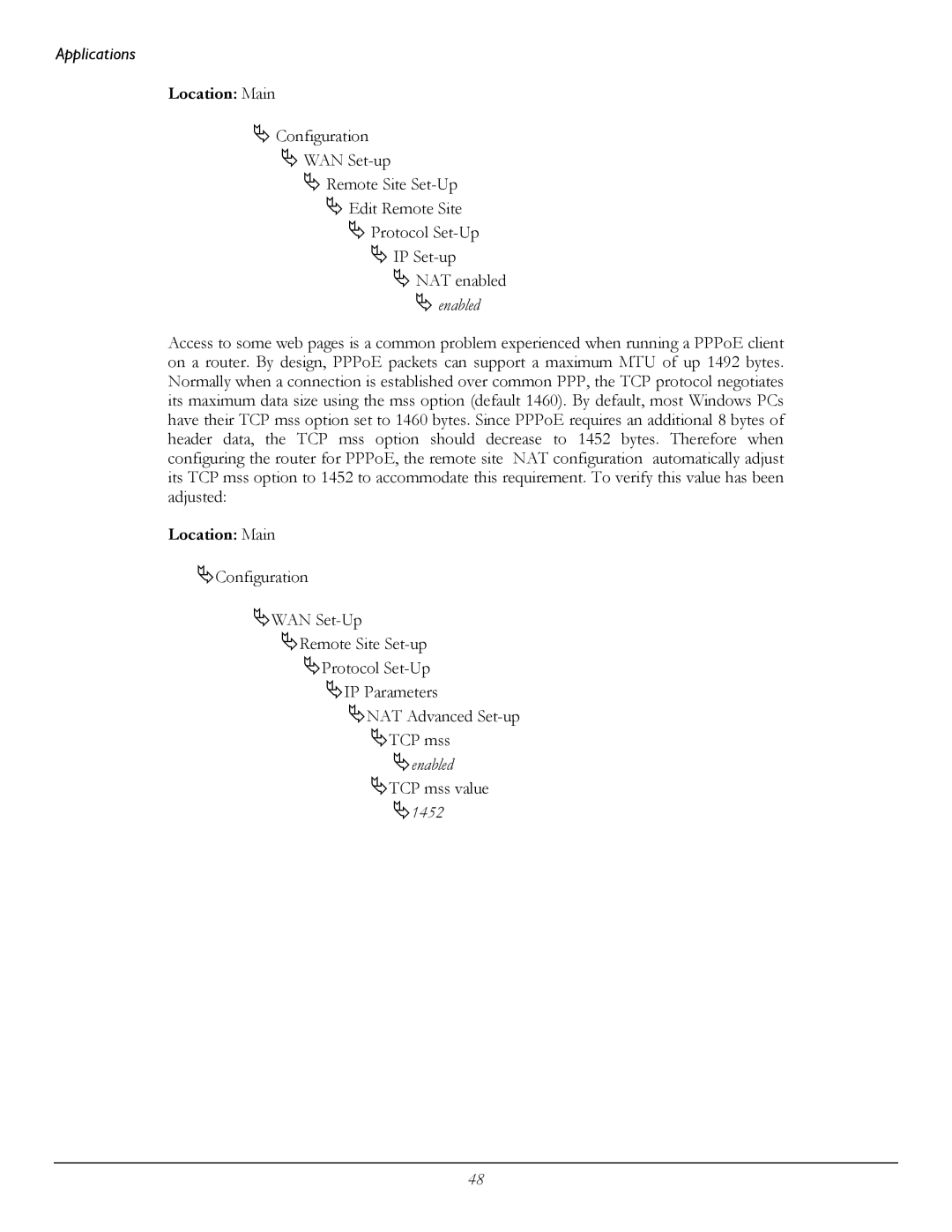 Perle Systems 1700 manual ªTCP mss value ª1452 