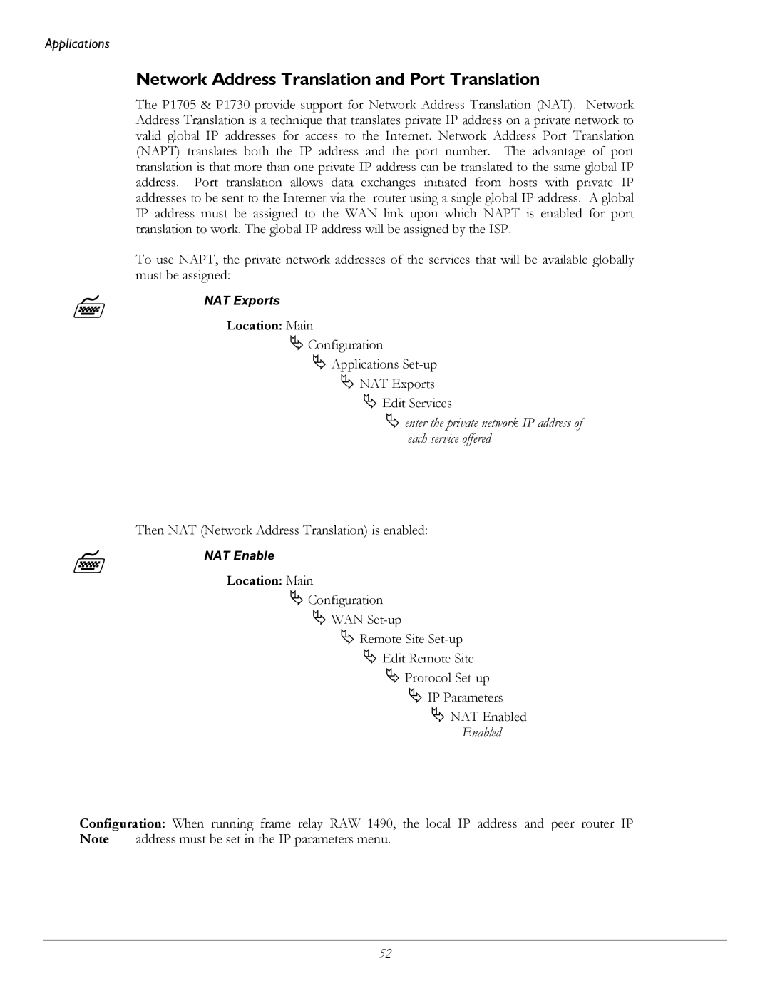 Perle Systems 1700 manual Network Address Translation and Port Translation 