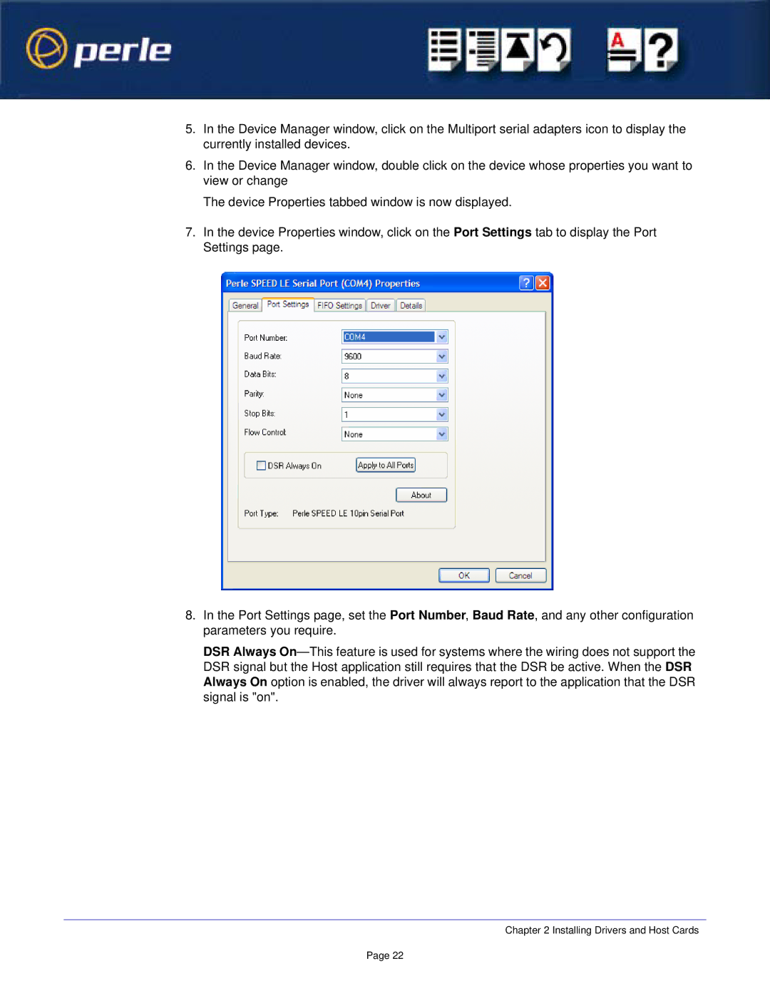 Perle Systems 1S1P manual Installing Drivers and Host Cards 