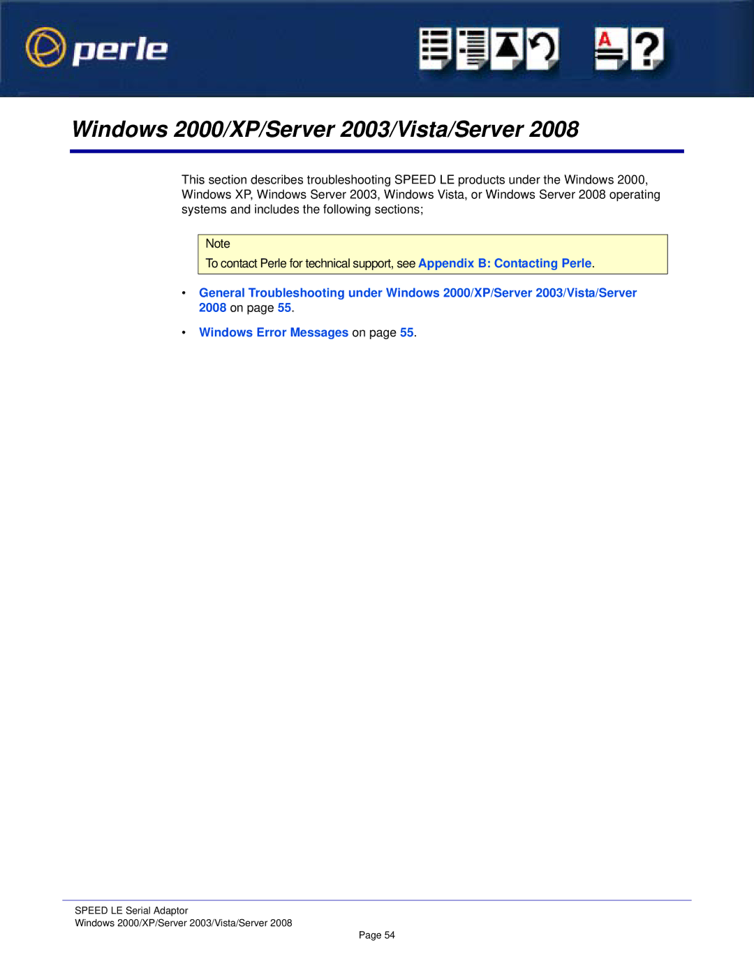 Perle Systems 1S1P manual Windows 2000/XP/Server 2003/Vista/Server 