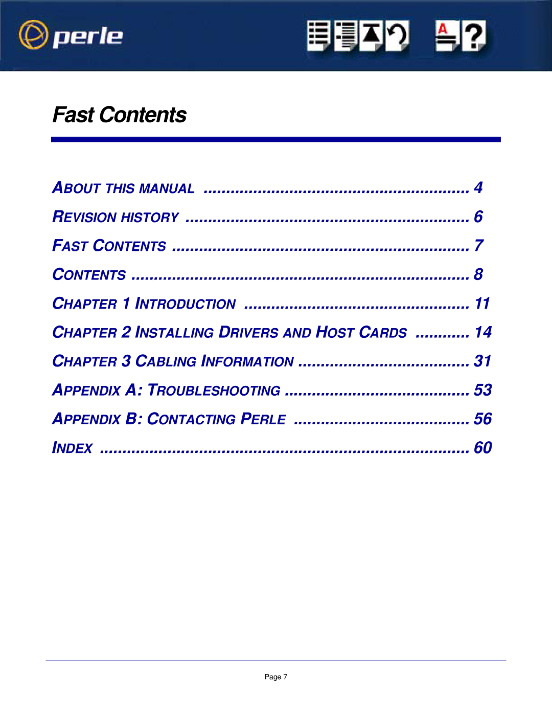 Perle Systems 1S1P manual Fast Contents 