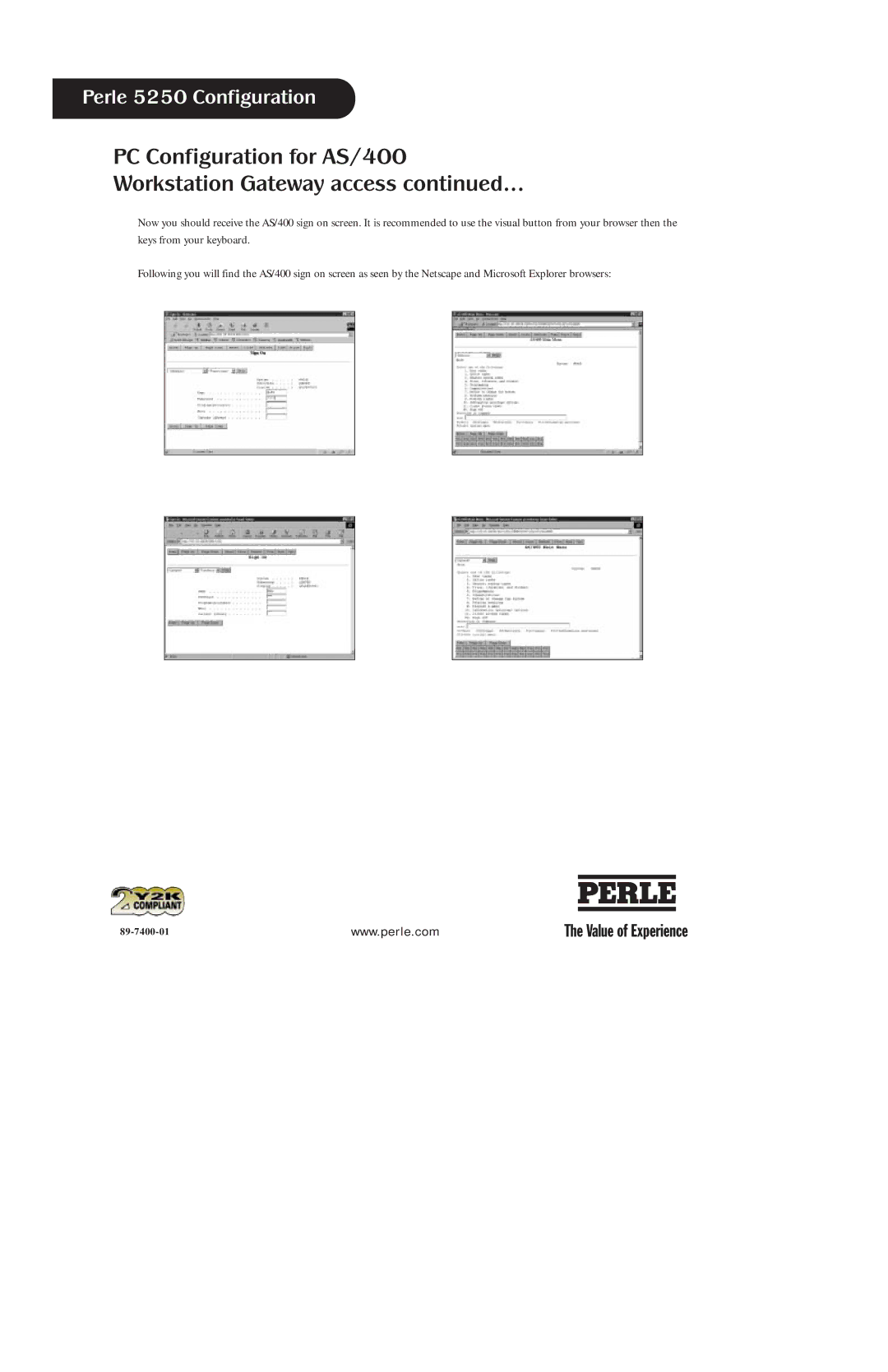 Perle Systems 5250 manual PC Configuration for AS/400 Workstation Gateway access 