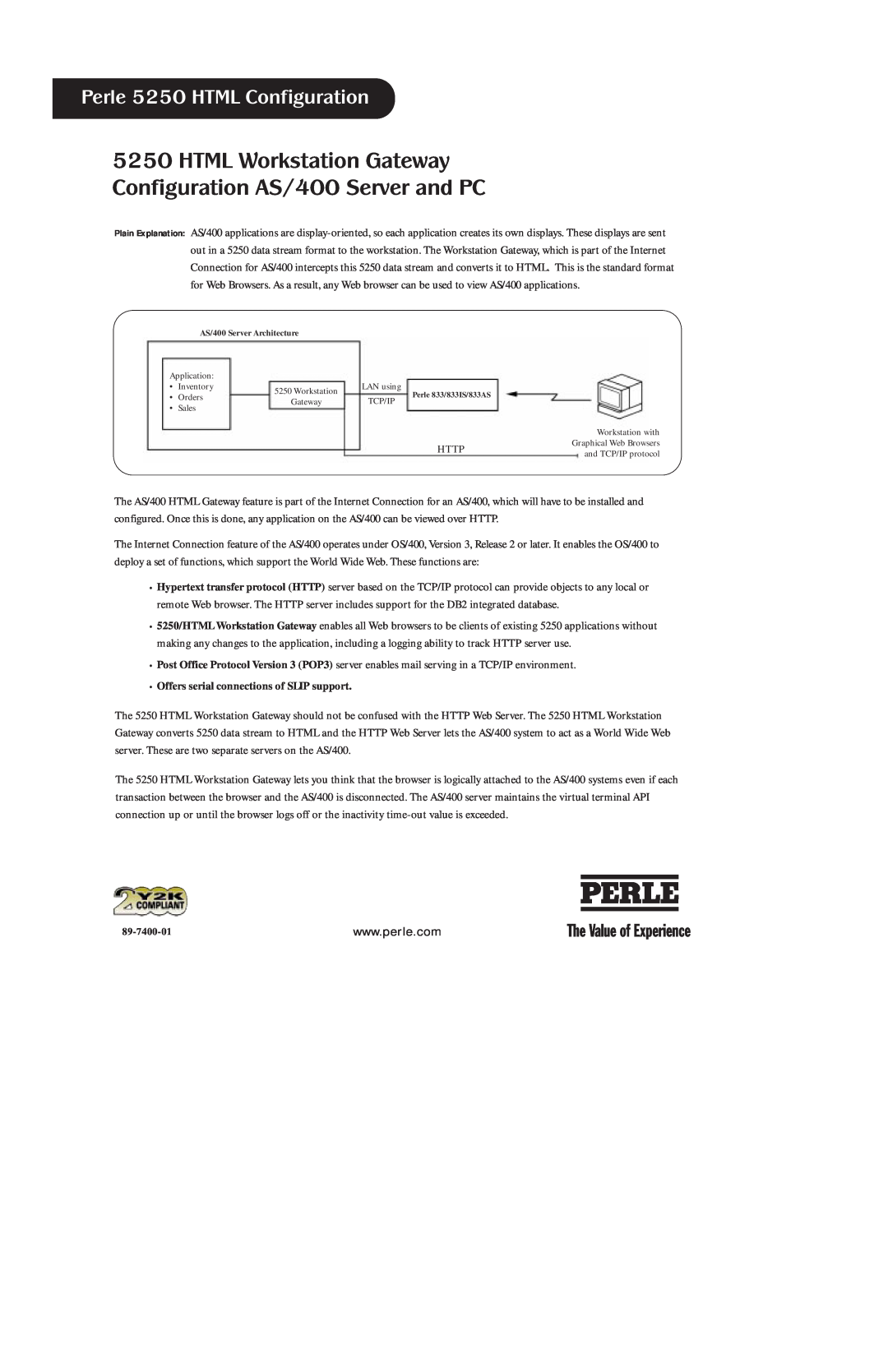 Perle Systems manual HTML Workstation Gateway Configuration AS/400 Server and PC, Perle 5250 HTML Configuration 