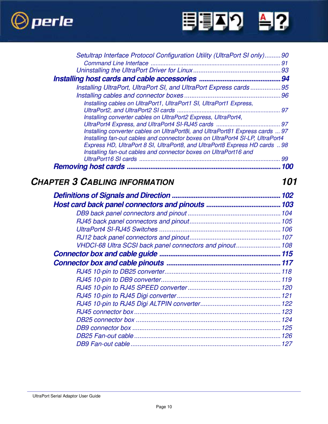 Perle Systems 5500152-23 manual Hapter 3 C Abling Information 