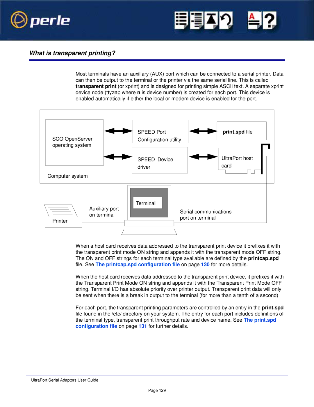 Perle Systems 5500152-23 manual What is transparent printing?, Print.spd file 