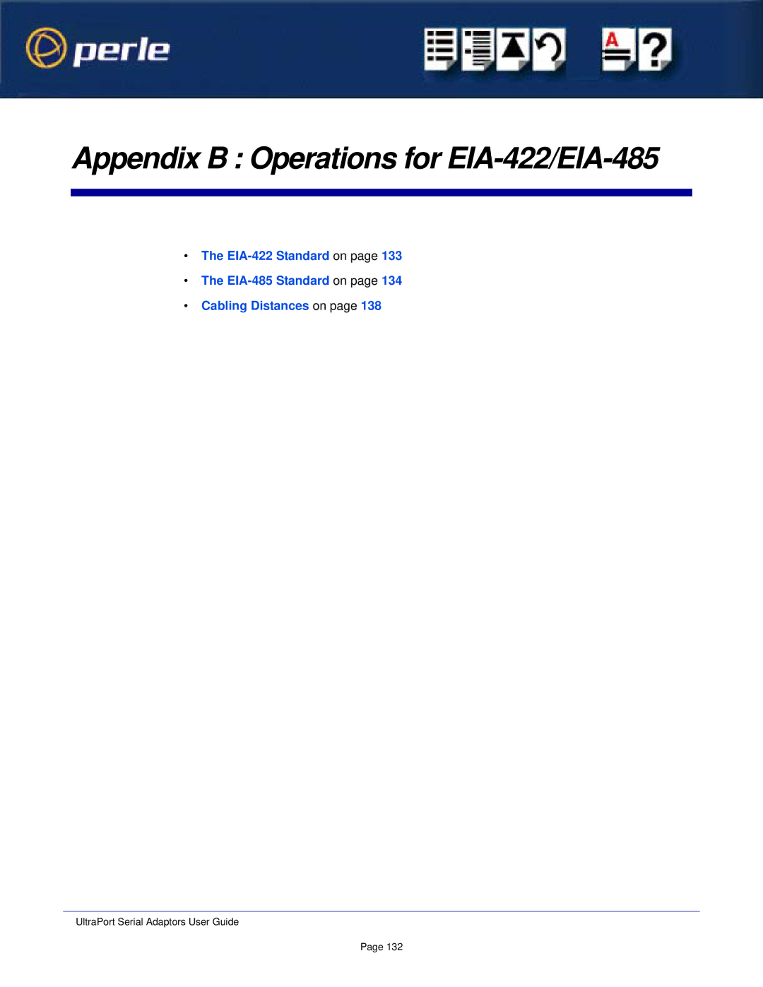 Perle Systems 5500152-23 manual Appendix B Operations for EIA-422/EIA-485 