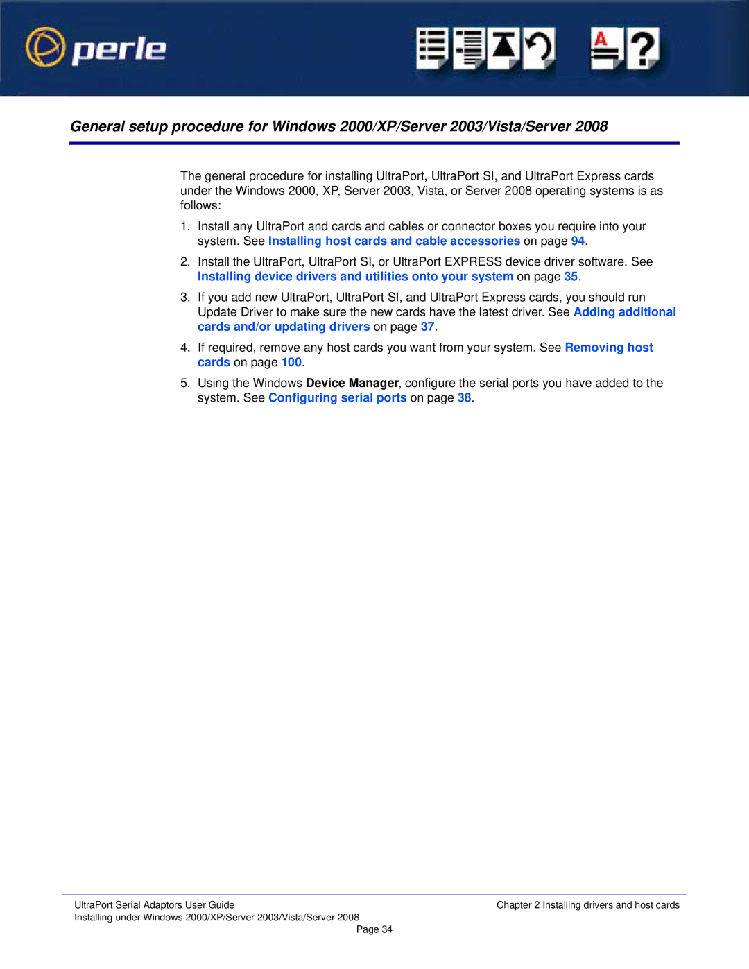 Perle Systems 5500152-23 manual UltraPort Serial Adaptors User Guide 