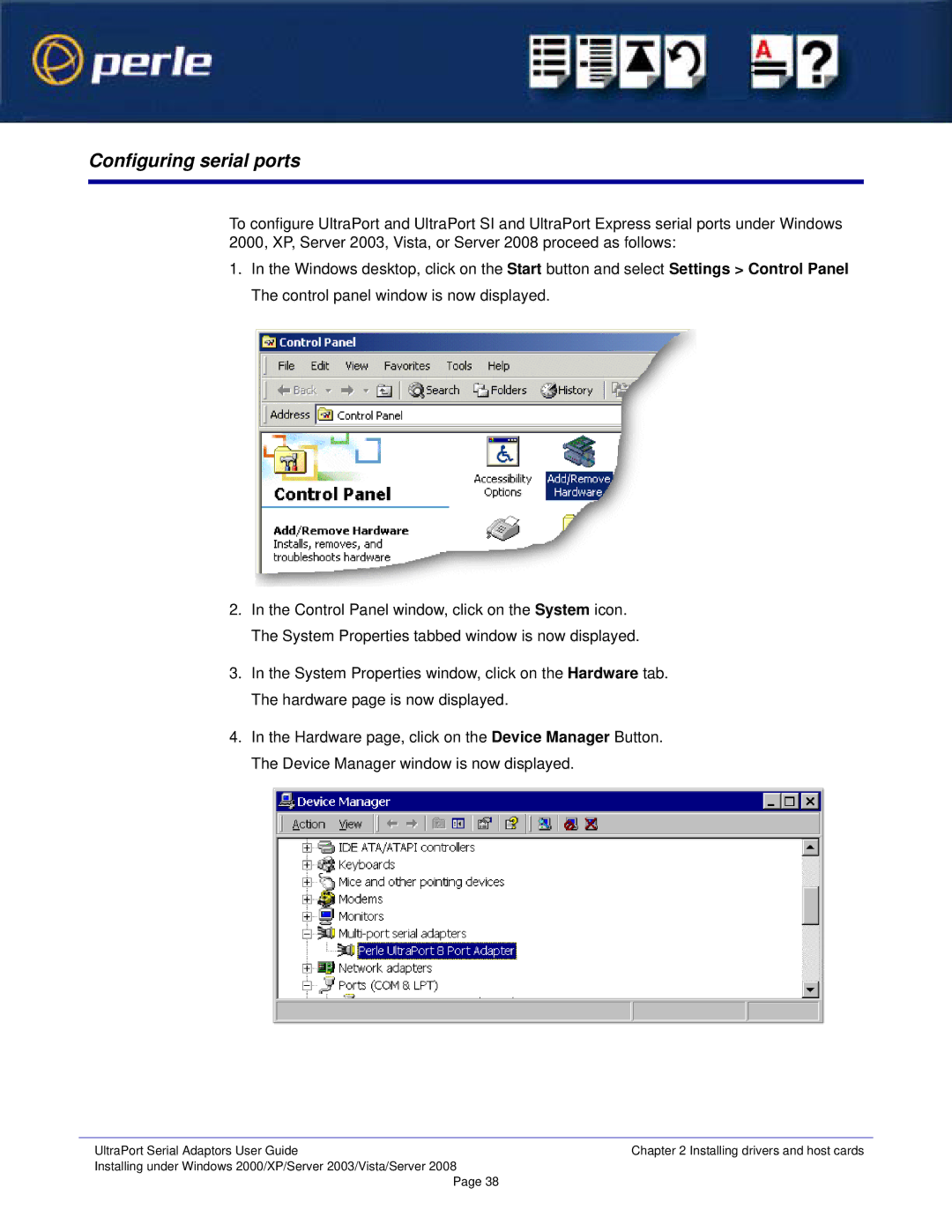 Perle Systems 5500152-23 manual Configuring serial ports 