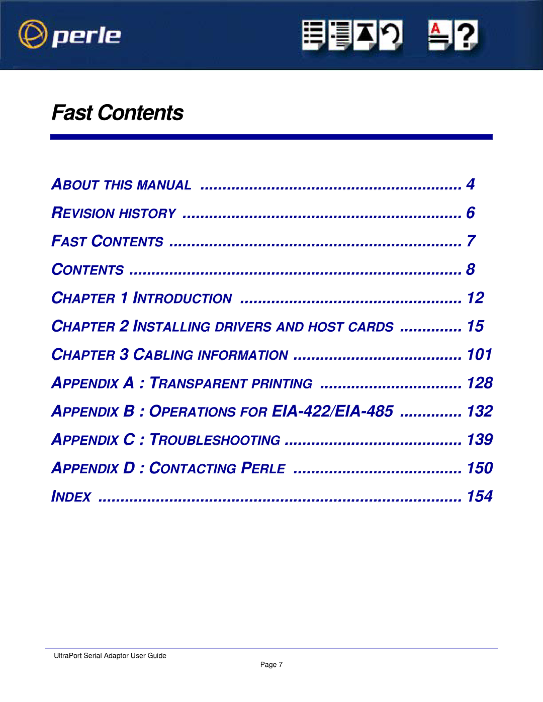 Perle Systems 5500152-23 manual Fast Contents 