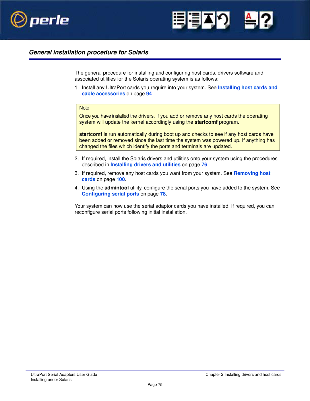 Perle Systems 5500152-23 manual General installation procedure for Solaris 