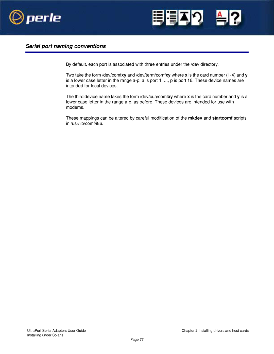 Perle Systems 5500152-23 manual Serial port naming conventions 
