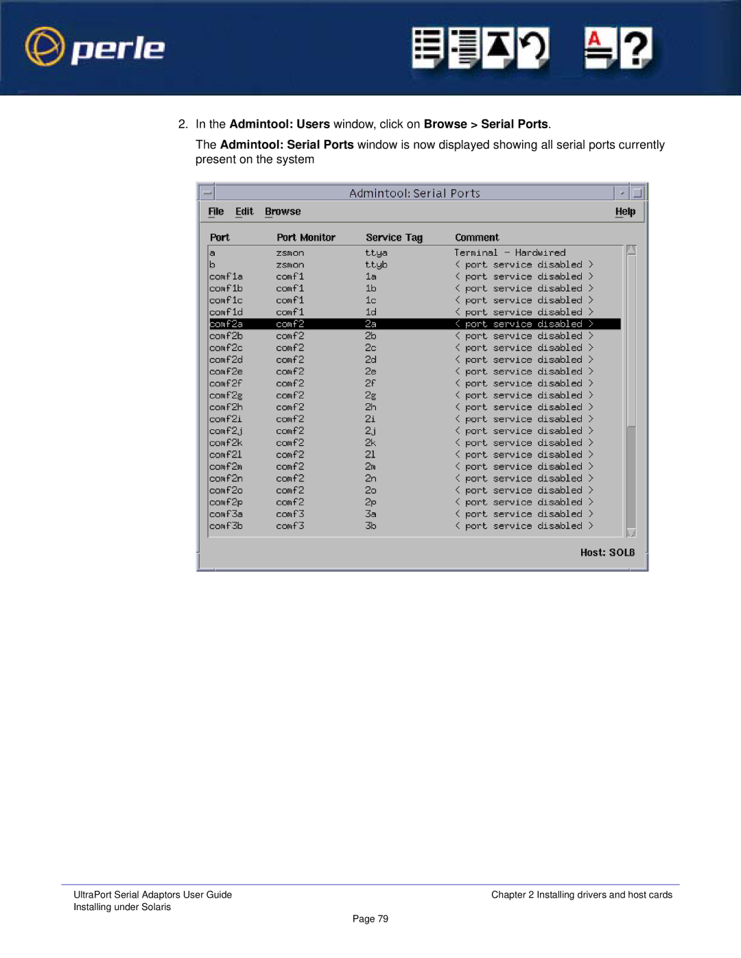 Perle Systems 5500152-23 manual Admintool Users window, click on Browse Serial Ports 