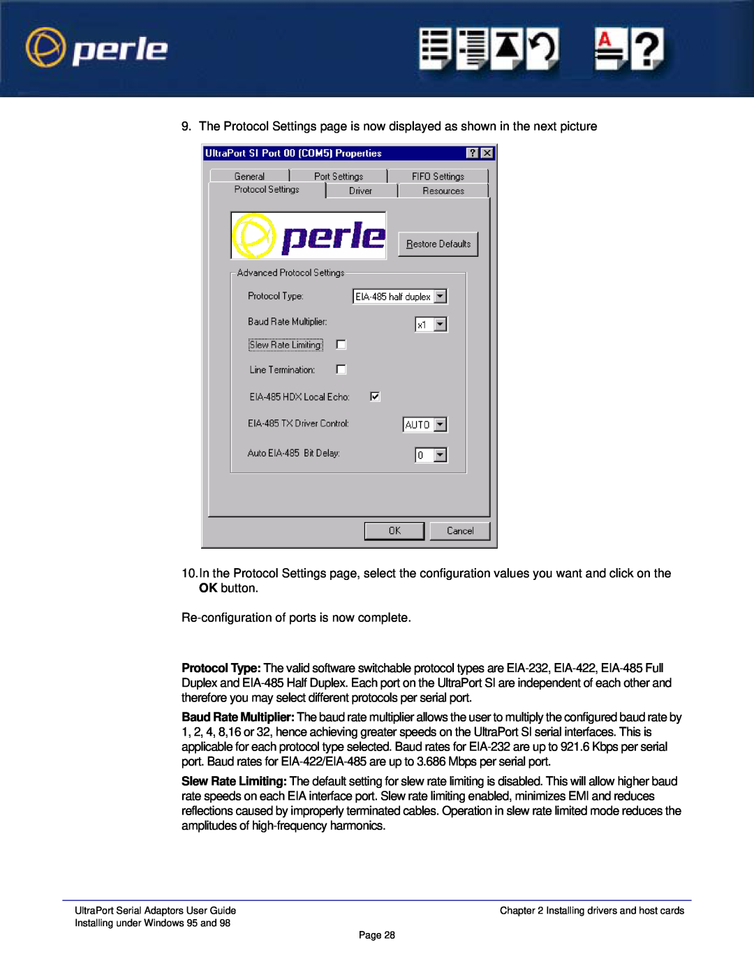 Perle Systems 5500152-23 manual Re-configuration of ports is now complete 