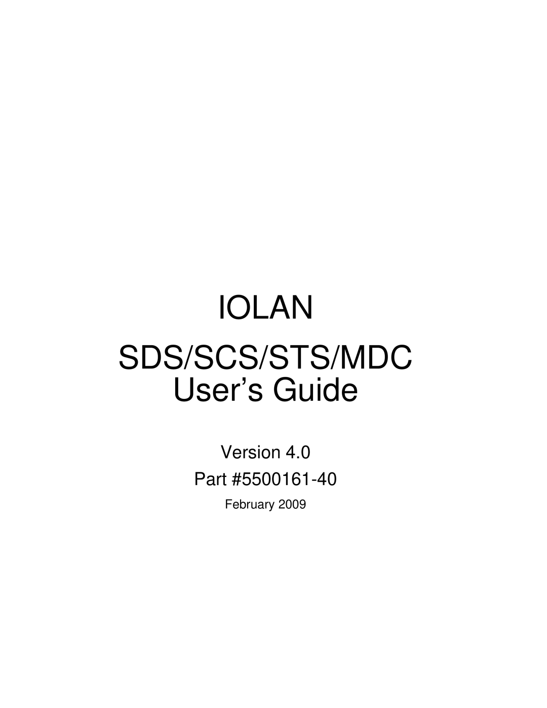 Perle Systems 5500161-40 manual Iolan SDS/SCS/STS/MDC 