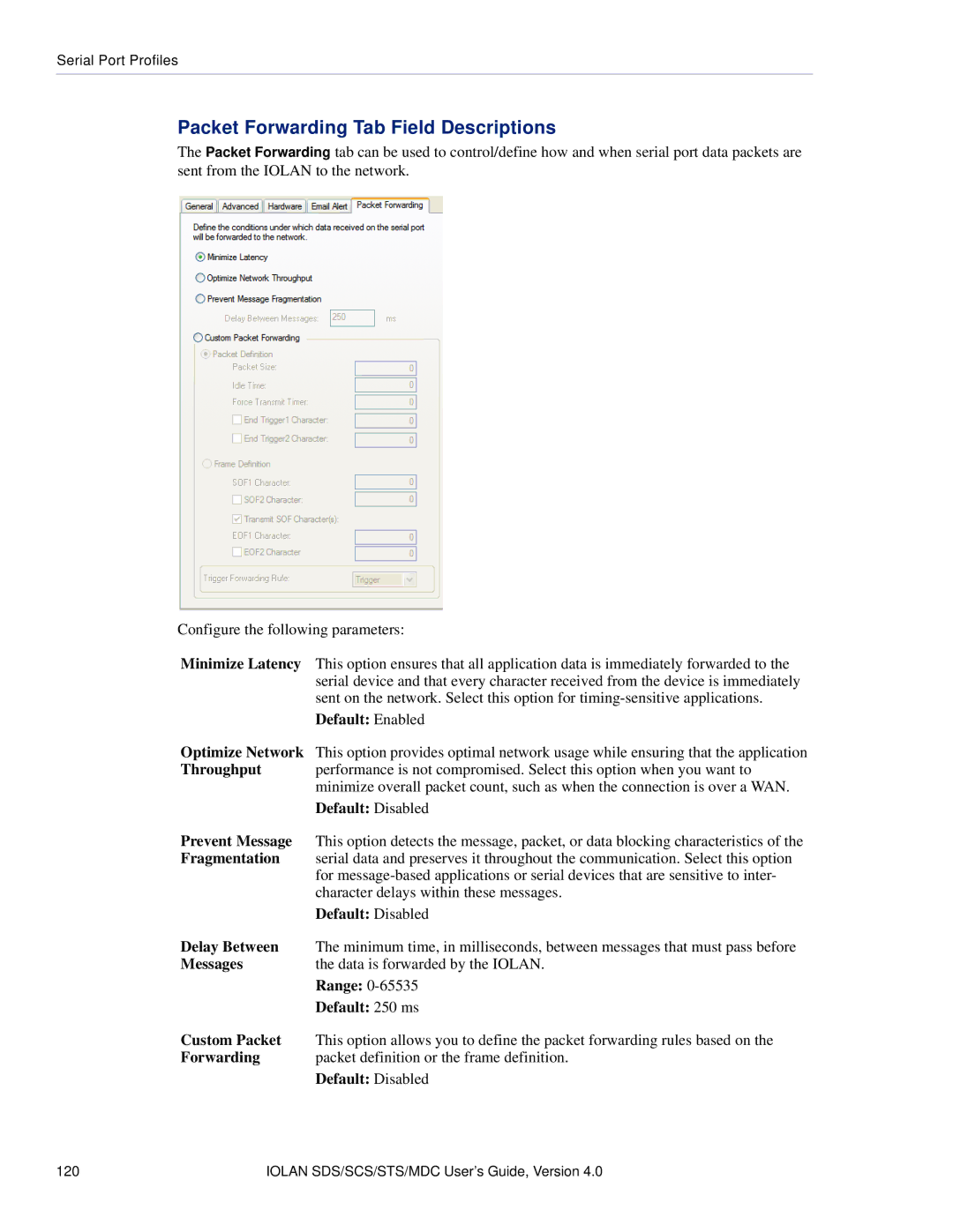 Perle Systems 5500161-40 manual Packet Forwarding Tab Field Descriptions 