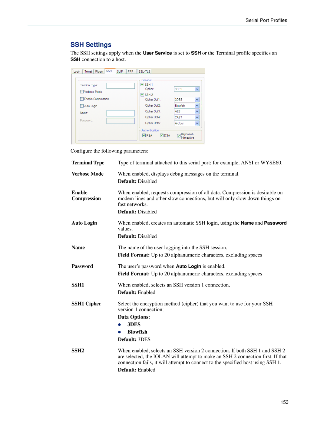 Perle Systems 5500161-40 manual SSH Settings 