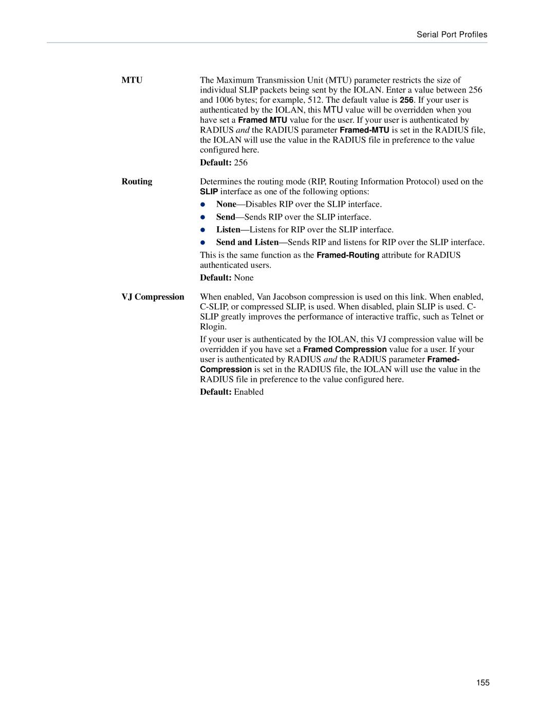 Perle Systems 5500161-40 manual Routing, VJ Compression 