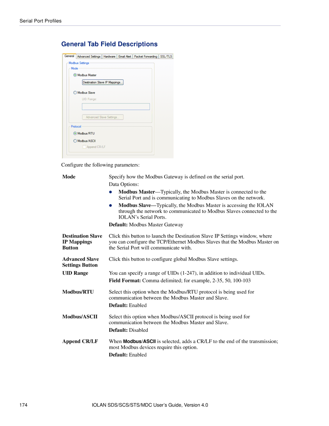 Perle Systems 5500161-40 manual Destination Slave, IP Mappings, Advanced Slave, Settings Button UID Range, Modbus/RTU 