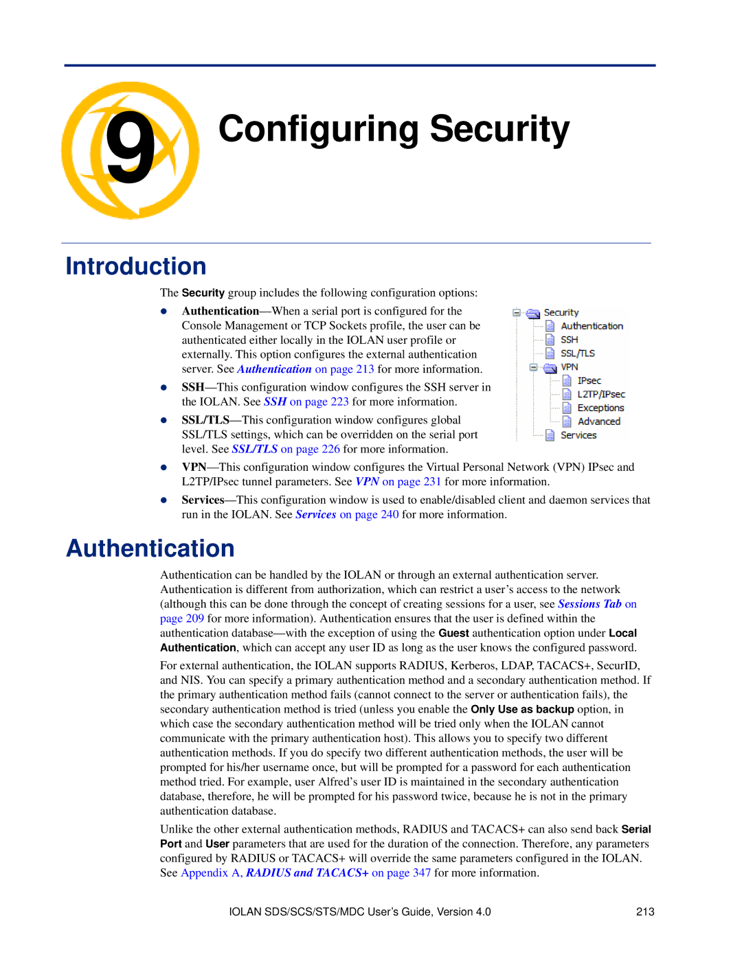 Perle Systems 5500161-40 manual Configuring Security, Authentication 