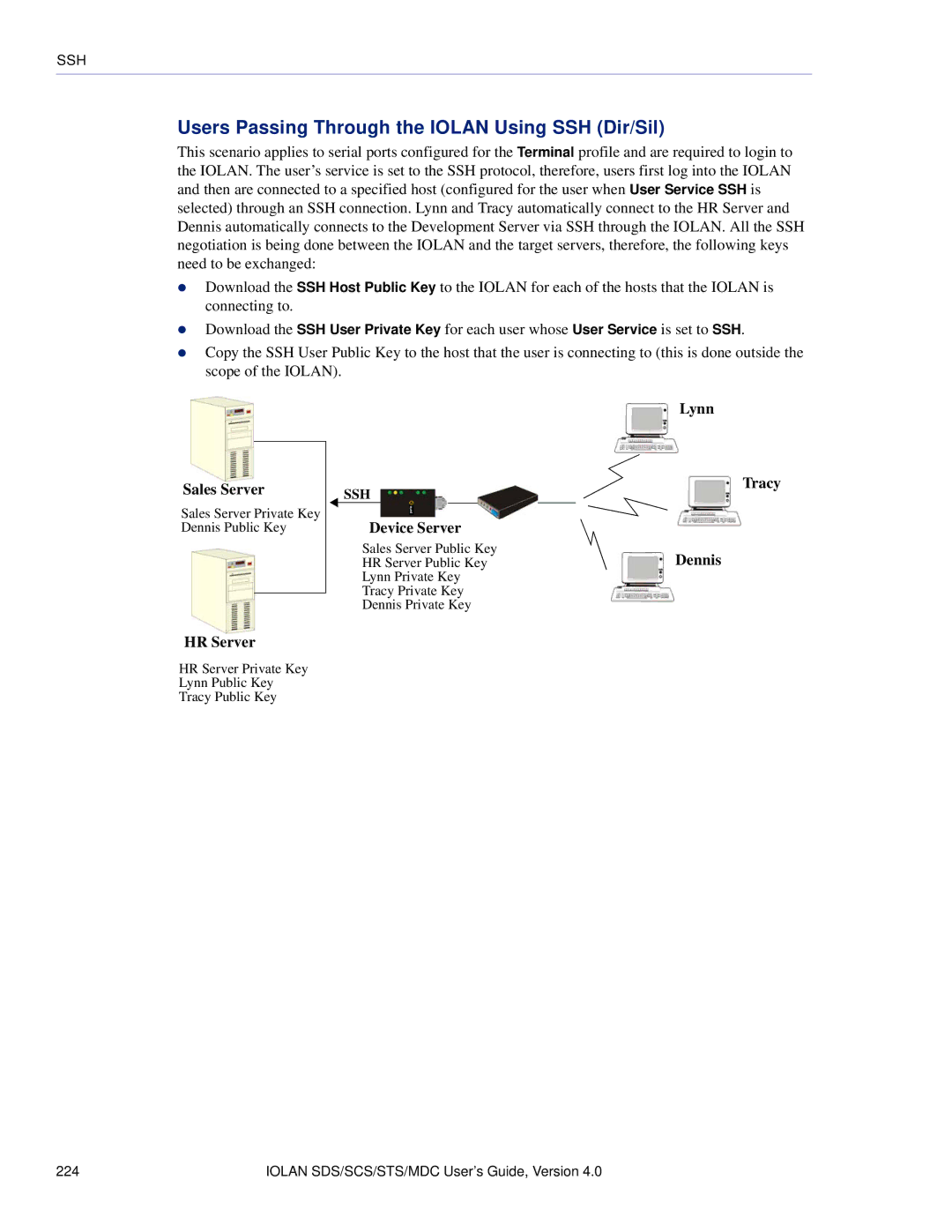 Perle Systems 5500161-40 manual Users Passing Through the Iolan Using SSH Dir/Sil, Lynn Sales Server, HR Server 