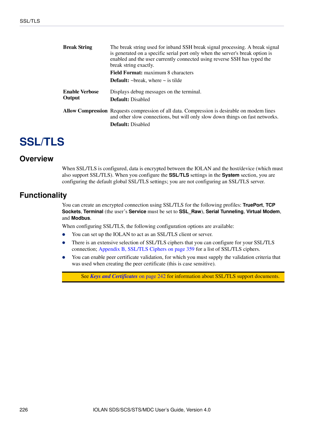 Perle Systems 5500161-40 manual Break String, Enable Verbose, Output Default Disabled 