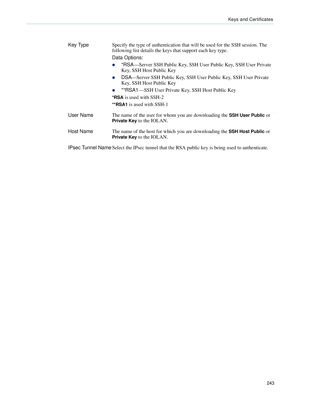 Perle Systems 5500161-40 manual Key Type, Data Options 