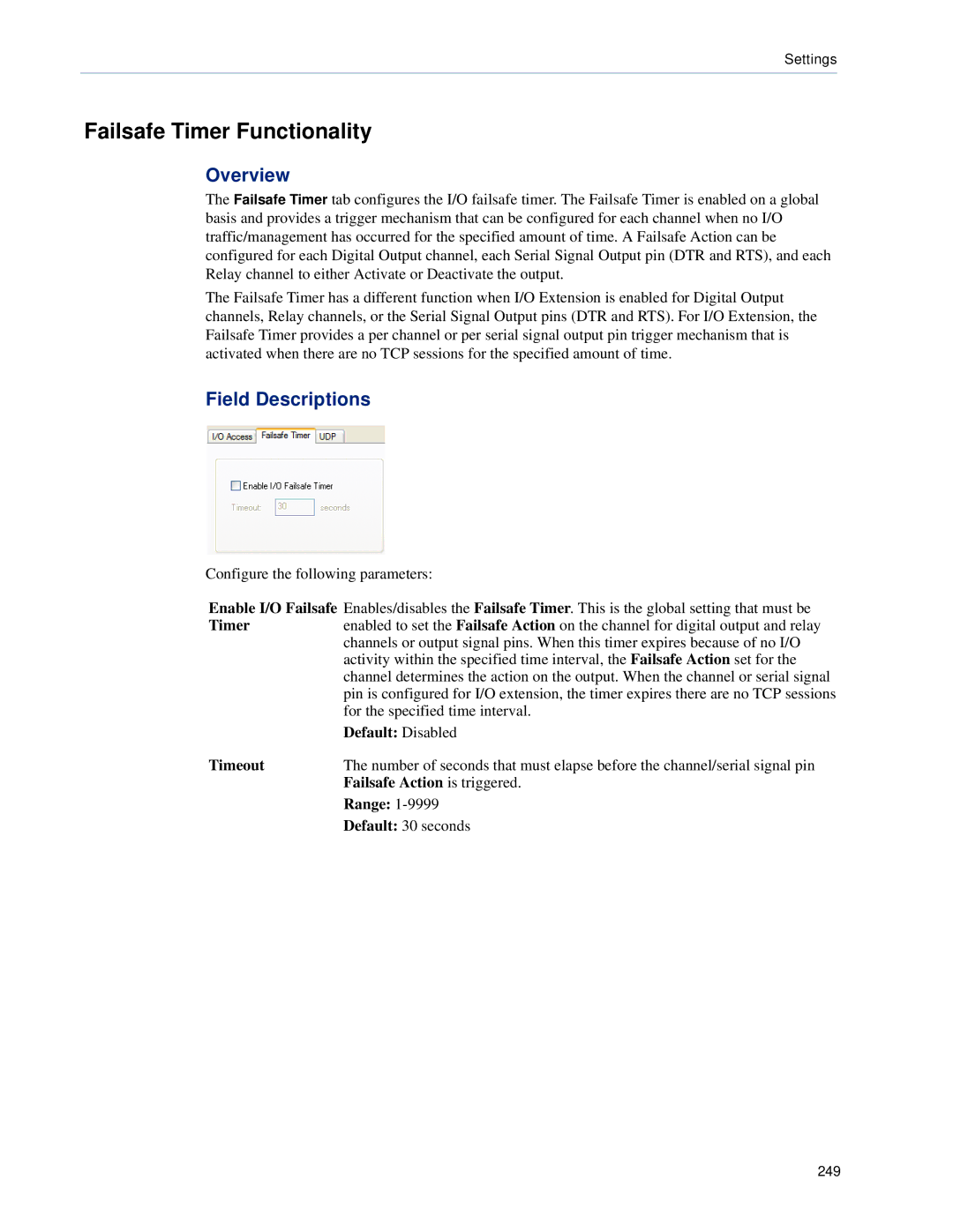 Perle Systems 5500161-40 manual Failsafe Timer Functionality, Failsafe Action is triggered, Default 30 seconds 