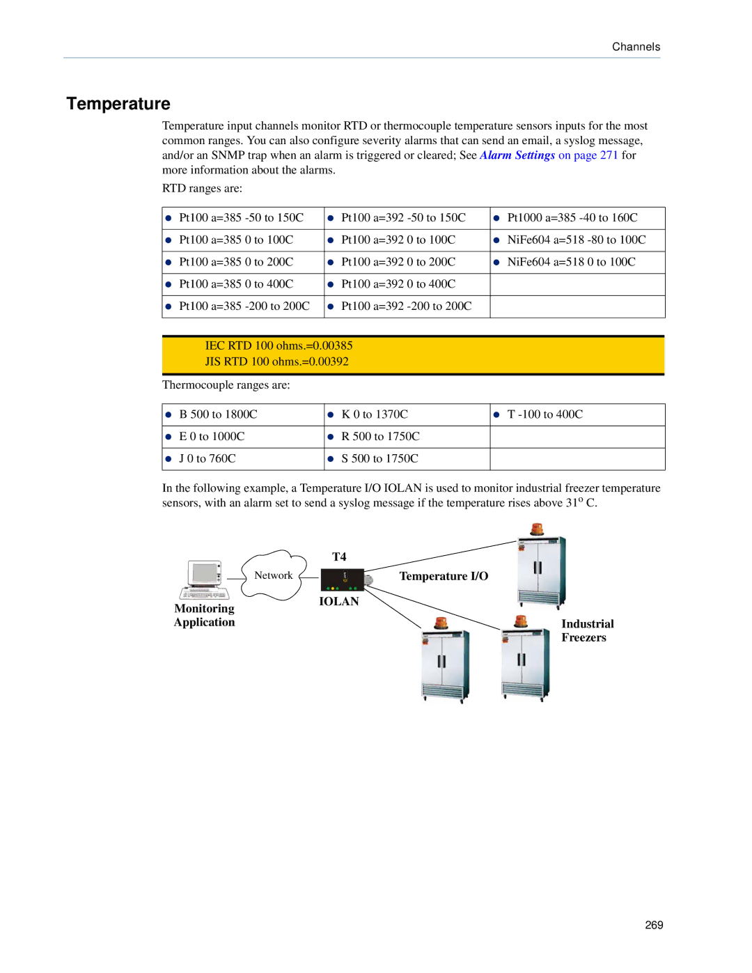 Perle Systems 5500161-40 manual Temperature I/O Industrial Freezers 