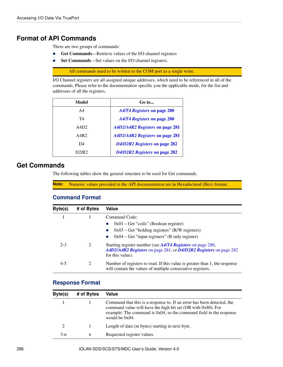 Perle Systems 5500161-40 manual Format of API Commands, Get Commands, Command Format, Response Format 