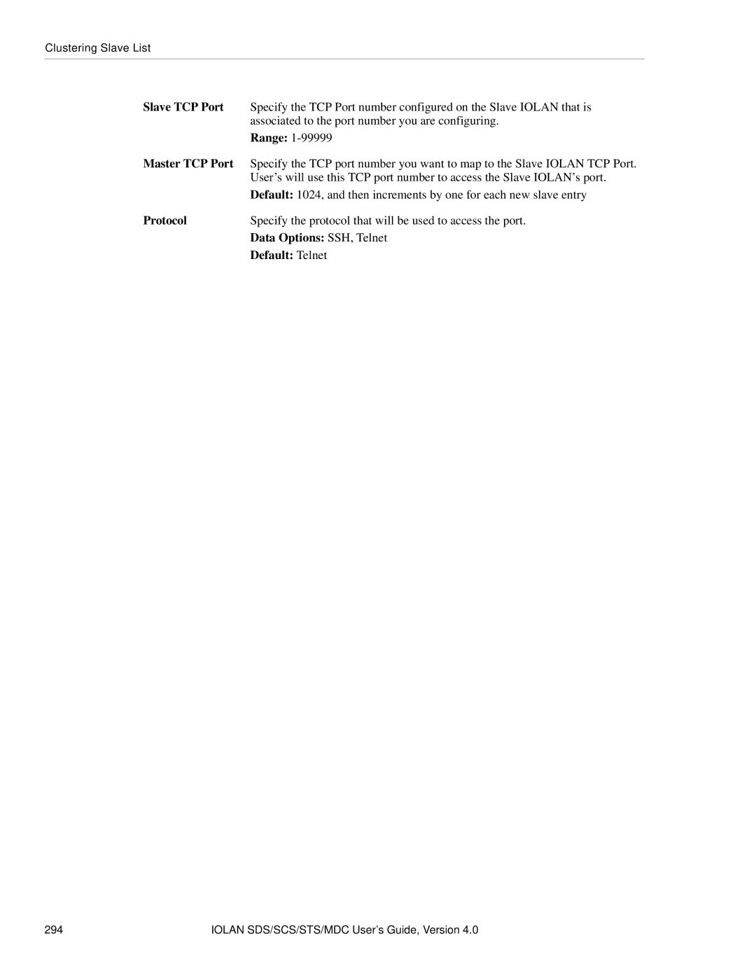 Perle Systems 5500161-40 manual Slave TCP Port, Master TCP Port 